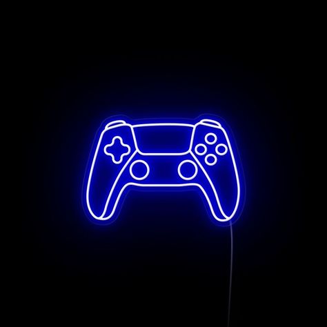 Ps5 Controller Wallpaper, Gaming Neon Sign, Blue Sparkle Background, Neon Sing, Game Controller Art, Neon Game, Black Color Hairstyles, Color Hairstyles, Sparkles Background