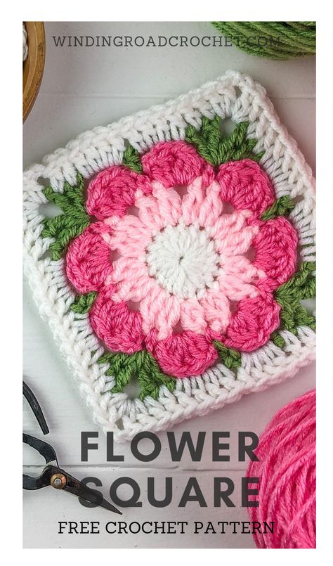 Crochet Flower Granny Square Pattern, Granny Square Pattern Free, Granny Square Häkelanleitung, Motifs Granny Square, Crochet Flower Squares, Baskets Ideas, Crochet Flower Blanket, Blanket Tutorial, Granny Square Crochet Patterns Free