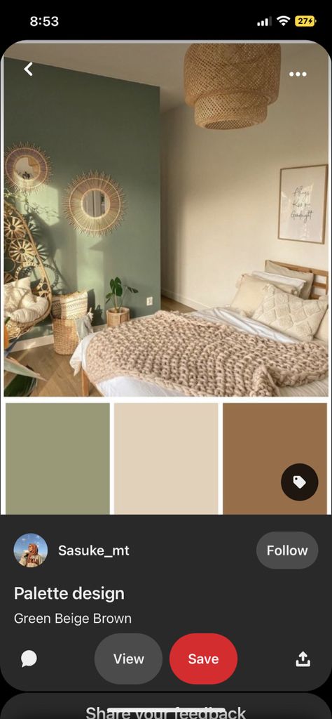 Bedroom Paint Ideas Color Schemes Accent Walls, Green Bedroom Colors, Tanning Room, Color Palette Interior Design, Best Bedroom Colors, Room Color Combination, Beige Room, Green Accent Walls, Bedroom Color Combination