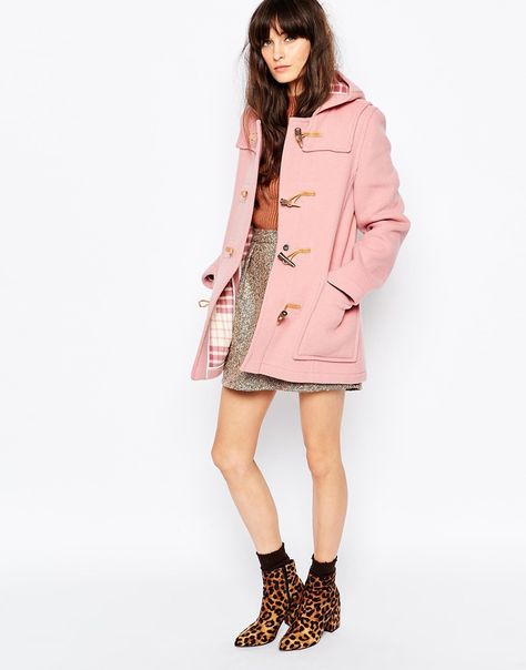 Image 4 of Gloverall Fitted Duffle Coat In Pale Pink Pink Duffle Coat, Gloverall Duffle Coat, Long Beige Coat, Long Black Sweater, Mens Fashion Coat, Duffel Coat, Best Winter Coats, Long Faux Fur Coat, Black Faux Fur Coat