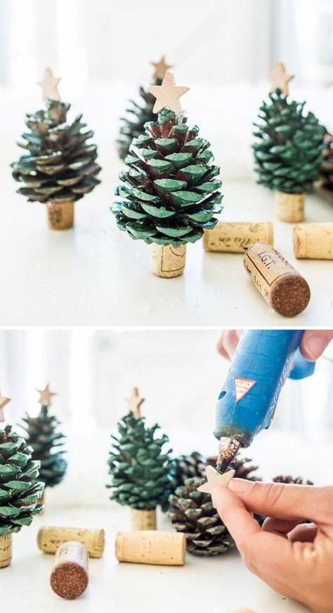 22 Easy Christmas Ornaments To Make and Sell (NEW FOR 2020) | The Mummy Front Julkransar Diy, Diy Pinecone, Awesome Crafts, Cones Crafts, Navidad Diy, Wine Corks, Cork Crafts, Crafts Hacks, Noel Christmas