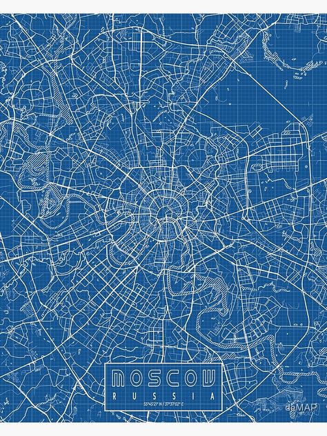 "Moscow City Map of Russia - Blueprint" Poster for Sale by deMAP | Redbubble City Blueprint, Moscow Map, Map Of Russia, European Map, Blue Map, Inanimate Objects, Map Wall Art, City Maps, Wireframe