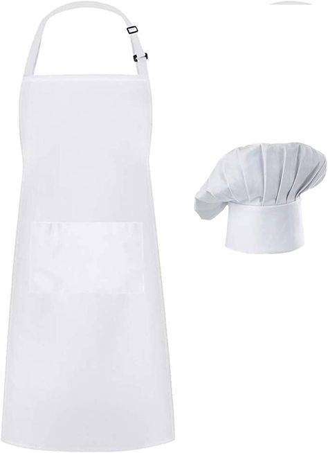 Baker Costume, Baker Outfit, Chef Outfit, Chef Costume, Chef Clothes, Apron With Pockets, White Apron, Bbq Apron, Chef Hat