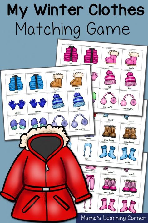 Games For Preschoolers, Winter Theme Preschool, Clothes Matching, Winter Unit, Clothing Themes, Winter Classroom, Match Game, Creative Curriculum, Winter Preschool