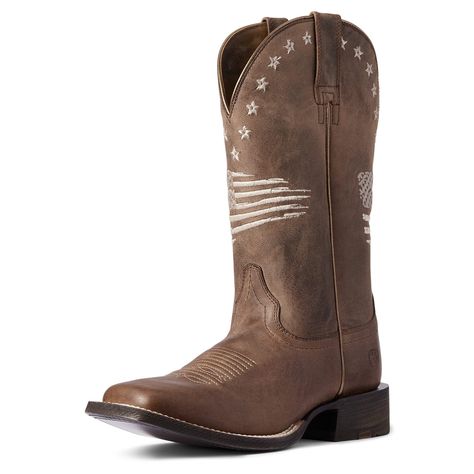 PRICES MAY VARY. 4LR lightweight stabilizing shank for support Removeable All Day Cushioning insole Full-grain leather foot and textile upper Leather lining American flag embroidery Ariat Cowgirl Boots, B Tan, Ariat Boots, Country Boy, Flag Embroidery, Western Boots Women, Leather Cowboy Boots, Veg Tan Leather, Western Boot