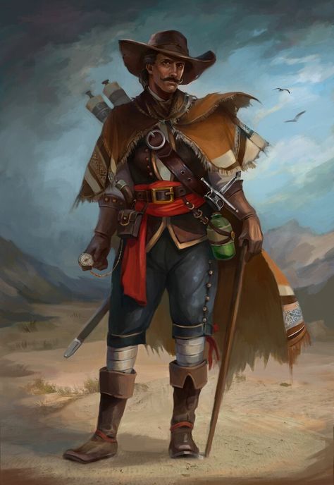 ArtStation - Pilgrim, Alisa Plis Dungeons And Dragons Game, Fantasy Sci Fi, Fantasy Races, Dungeons And Dragons Characters, Dnd Art, Character Design Male, Fantasy Rpg, Fantasy Clothing, Old West