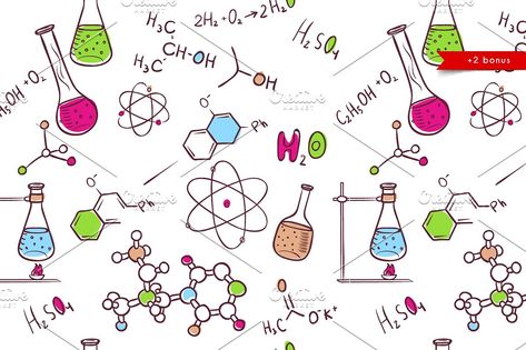 Hand draw chemistry medical school vector physics chemistry atom organic chemical medicine doodle illustration icon biology design science skull education pattern structure molecule Chemistry Drawing, Chemistry Art, Science Background, Science Party, Girly Drawings, Book Drawing, Doodle Illustration, Hand Draw, Art Style Inspiration