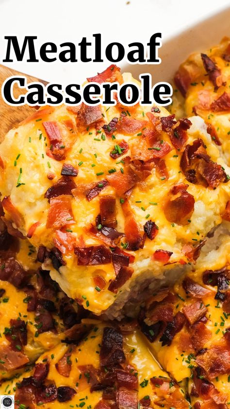 Meatloaf With Mashed Potatoes On Top, Mashed Potato Meatloaf, Potato Meatloaf Casserole, Best Tuna Casserole, Meatloaf Topping, Easy Meatloaf Recipe, Loaded Mashed Potato Casserole, Leftover Baked Potatoes, Meatloaf Casserole