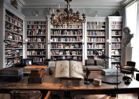 Large Home Library Bookcases Elegant Decor Dream Library, An Open Book, Beautiful Library, Library Room, Interior Vintage, Home Library Design, Vintage Library, Design Library, Home Libraries