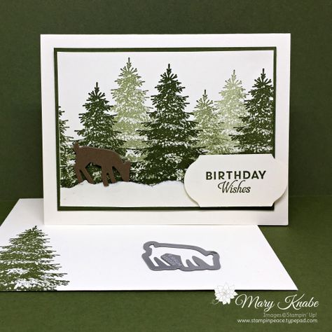 Deer Cards, Reindeer Card, Stamped Christmas Cards, Winter Woods, Birthday Cheers, Tree Stamp, Wood Card, Masculine Birthday Cards, Boy Cards