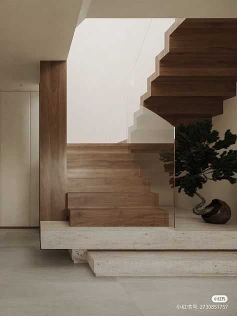 U Stairs Design, Floating Stairs Modern, Statement Stairs, Staircase Minimalist, Modern Minimalist Staircase, Staircase Floating, Banisters And Railings, Stair Entrance, Modern Farmhouse Staircase