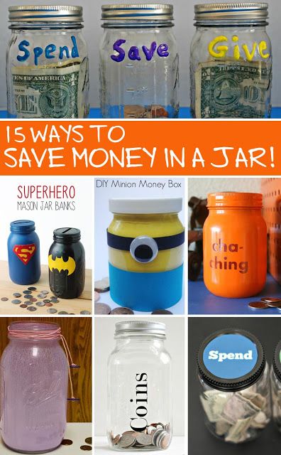 Crafts with Jars: Save Money in a Jar Money Jars Ideas, Penny Wars Jars Ideas, Mason Jar Saving Money, Saving Money Jars, Money Jars Diy, Kids Money Jars, Crafts With Jars, Penny Wars, Mason Jars Crafts