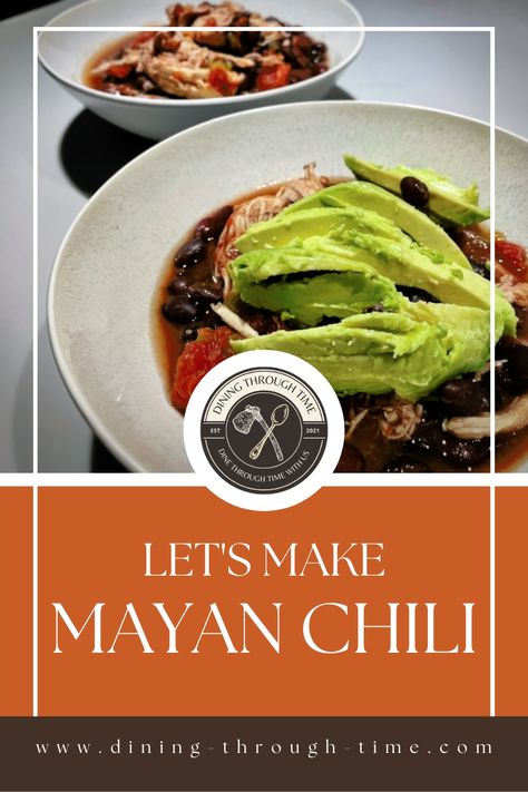 A recipe using authentic ingredients for Central America, pre-Columbian. This Mayan Chili provides the flavors of Turkey, Tomatoes and Beans with a small kick. Mayan Recipes, Mayan Food, Historical Recipes, Guatemalan Recipes, Turkey Breast, Chili Recipes, Diced Tomato, Central America, Recipe Using