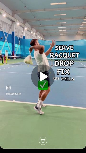 Milan Krnjetin on Instagram: "CORRECT SERVE - RACQUET DROP FIX (DRILLS)! 👌  Very common difficulty for many players is to develop the full and correct racquet drop in their serve. I found this to be great sequence of drills to help with that:  1. 🎾 Shadow swings with grocery bag (with few tennis balls inside) 2. 🎾 Shadow swings with the racquet  3. 🎾 Full fluid serve motion with focusing on repeating the same motion & feeling from the previous two drills  🔑*Emphasis here is to allow your body (mainly shoulder, arm & elbow) to “learn” the motion by letting the weight of the bag to pull your forearm down and then leading up with elbow. Learn the motion but also the “feeling” you have as you perform it.    Tag someone who could use this to improve their serve!  Follow for more tennis tip Tennis Ideas, Tennis Serve, Tennis Drills, Tennis Training, Tennis Lessons, Tennis Tips, Tennis Workout, Tennis Balls, Drop In