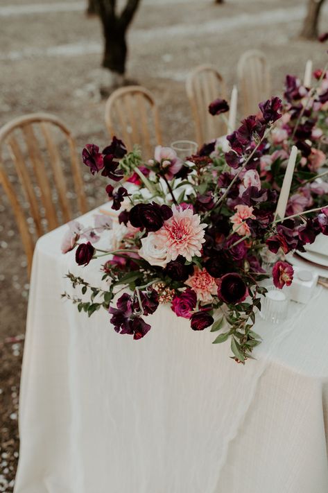 Moody Peonies, Moody Wedding Flowers, Deep Red Wedding, Berry Bouquet, Forest Theme Wedding, Dream Wedding Decorations, Flower Installation, Fall Wedding Centerpieces, Moody Wedding