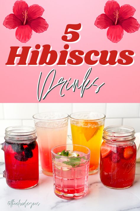 Hibiscus was named the 2022 flavor of the year, and I am here for it! These Hibiscus Drink recipes are fun, flavorful, and pretty to look at! We’ve seen this flavor pop up in baked goods and other various recipes, but I wanted to find an easy way to make it at home. Enter- hibiscus syrup! Today I am sharing 5 drink recipe ideas that all call for Hibiscus Syrup! Let’s make them! Hibiscus Tea Recipes, Hibiscus Water, Hibiscus Syrup Recipes, Hibiscus Juice, Hibiscus Drink Recipes, Hibiscus Recipes, Hibiscus Lemonade, Hibiscus Juice Recipe, Hibiscus Lemonade Recipes