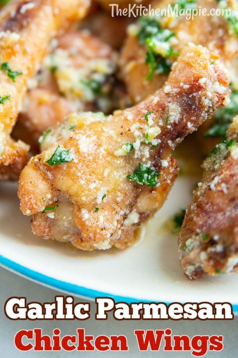 Baked Garlic Parmesan Chicken Wings, Parmesan Chicken Wings Baked, Oven Baked Garlic, Flavored Chicken, Baked Garlic Parmesan Chicken, Hot Wing Recipe, Parmesan Wings, Oven Baked Chicken Parmesan, Garlic Parmesan Wings