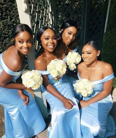 Blue Bridemaid Dresses, Baby Blue Wedding Theme, Purple Turquoise Wedding, Bridesmaid Dress Color Schemes, Black People Weddings, Mermaid Light, Baby Blue Weddings, Givenchy Shirt, Wedding Color Combos