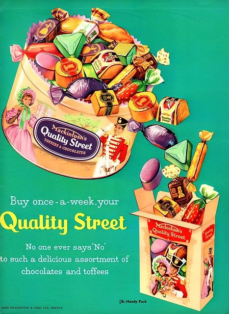 Quality Street Candy | Devon Parks | Flickr Quality Street Chocolates, Graduation Cap Images, Quality Streets Chocolates, 1950s Magazine, British Sweets, Vintage Sweets, Bottle Gift Tags, Tea Illustration, Candy Poster