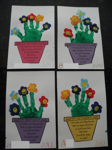 Preschool Plant Crafts | found the craft on pinterest and followed the links Plant Crafts For Kids, Mothers Day Activities, Ideas For Mothers Day, Hand Print Flowers, Mother's Day Theme, Mother's Day Projects, Mother's Day Activities, Plant Crafts, Spring Preschool