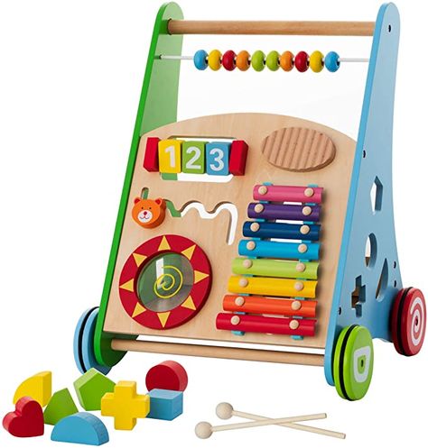 Wooden Baby Walker, Walker Toys, Baby Activity Center, Push And Pull, Push Toys, 1st Birthday Gifts, Toys Kids, Kids Activity, Activity Toys