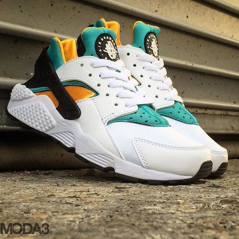 New Arrival | Nike Sportswear | Air Huarache | White/Sport Turquoise-University Gold | US Men's Sizes 6-13 | $100 | Available in-store or by ️ 414-273-3333. Don't sleep on this OG colorway...They won't last long! #nikesportswear #nike #NSW #huarache #airhuarache #sneakers #kicks #kotd #igsneakercommunity #justforkicks #MODA3 #milwaukee #huaracheOG #trainers #runners #quickstrike Nike Huraches, Sneaker Closet, Huraches Nike, Nike Kicks, Don't Sleep, Street Fashion Men Streetwear, Men Streetwear, Womens Jordans, Nike Air Huarache