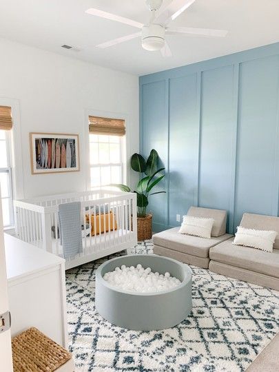 Ocean Baby Rooms, Beach Theme Nursery, Babyletto Hudson, Surf Nursery, Ocean Themed Bedroom, Ocean Themed Nursery, Surf Room, Beach Themed Bedroom, Kids Bedroom Inspiration