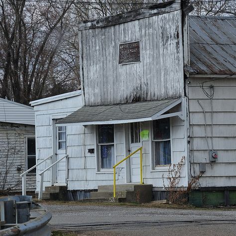 Closed store in Oak Hill, Ohio.  Bend in the road and railroad track beside it. by durand clark, via Flickr Country Stores, Old Country Stores, Oak Hill, My Town, Take Me Home, Country Road, Abandoned Places, Railroad Tracks, Bend