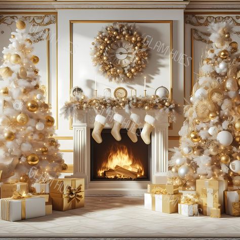 White And Gold Christmas Background, White And Gold Christmas Photo Shoot, Christmas Digital Backgrounds, Gold Christmas Wallpaper, Background For Photo Editing, Christmas Photo Background, Christmas Digital Backdrop, Background For Photo, Baby Pets