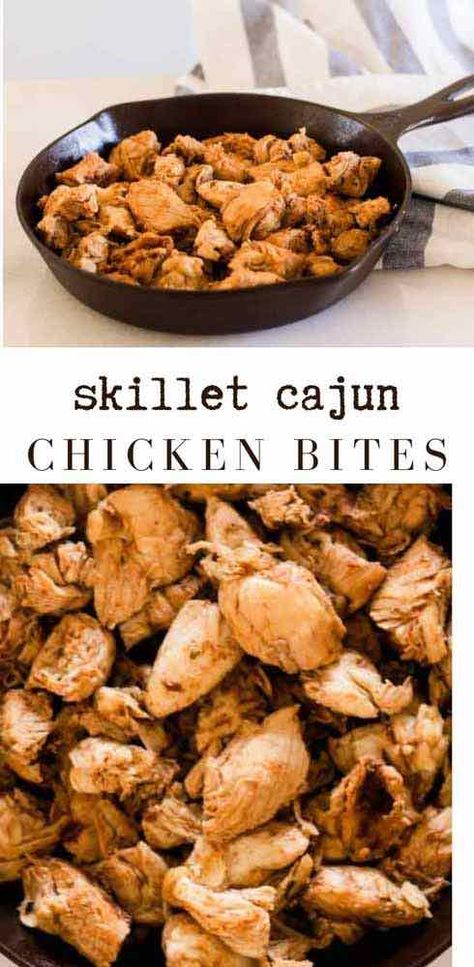 Grilled Chicken Nuggets Chick Fil A, Cajun Chicken Bites, Grilled Chicken Nuggets, Easy Chicken Meals, Spicy Chicken Bites, Chicken Bites Recipes, Cajun Chicken Recipes, Cast Iron Chicken, Homemade French Fries