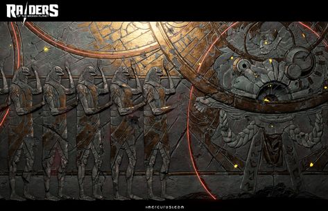 ArtStation - Alien mural - Raiders of the broken planet Alien Painting, Broken Planet, Lovecraftian Horror, Ancient Technology, Ancient Aliens, Environmental Art, Heart Art, Glyphs, Visual Design