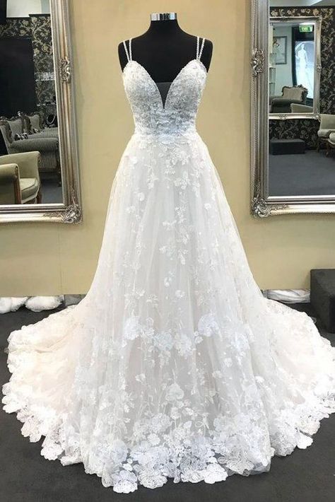 #beachweddingdresses #weddingdresses #weddingdress #weddinggowns #weddingdresseslong #weddingdresseselegant #weddingdressessimple #weddingdressescheap #weddingdressesbackless #bridaldresses #bridalgowns Sleeveless Wedding Dress A Line, Wedding Dress A Line, Wedding Dresses Lace Ballgown, Celebrity Wedding Dresses, White Lace Wedding Dress, Bridal Dresses Lace, Lace Ball Gowns, Skirt Maxi, Lace Bridal