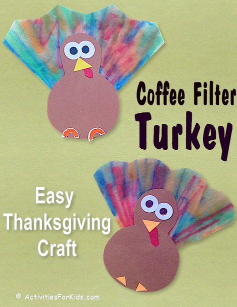 Turkey Coffee Filter Craft, Coffee Filter Turkey Craft, Coffee Filter Turkey, Turkey Crafts Preschool, Thanksgiving Crafts For Toddlers, Preschool Thanksgiving, Thanksgiving Turkeys, Thanksgiving Crafts Preschool, Thanksgiving Turkey Craft