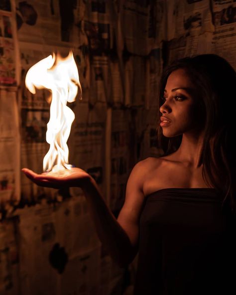 Photoshoot Ideas Goddess, Holding Fire Pose, Fire Sign Photoshoot, Fire Theme Photoshoot, Holding Fire Pose Reference, Fire Inspired Photoshoot, On Fire Photoshoot, Fire Sign Photoshoot Ideas, Fire Pictures Photography