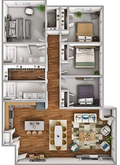 3d Architectural Rendering, Desain Pantry, Concept Sketches, Small House Layout, Sims 4 House Plans, Architectural Rendering, House Floor Design, Building House Plans Designs, Sims 4 House Design