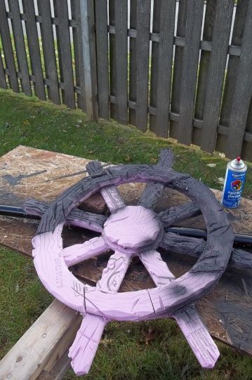 Davy Jones Locker Halloween, Pirate Haunted House, Pirate Halloween Decor, Pirate Ship Halloween Yard, Pirate Props Diy, Diy Pirate Decorations, Shipwreck Vbs, Pirate Ship Wheel, Pirate Halloween Decorations