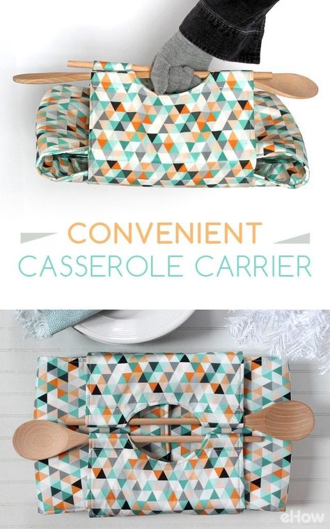 Never worry about transporting your casseroles to that party or potluck ever again! This DIY is a great project you'll be happy you did for years to come! http://www.ehow.com/how_12343746_make-totally-convenient-casserole-carrier.html?utm_source=pinterest.com&utm_medium=referral&utm_content=freestyle&utm_campaign=fanpage Dish Carrier Diy Free Pattern, Casserole Carrier Pattern, Casserole Dish Carrier, Casserole Holder, Insulated Casserole Carrier, Carrier Pattern, Pie Carrier, Casserole Carrier, Bowl Cozies