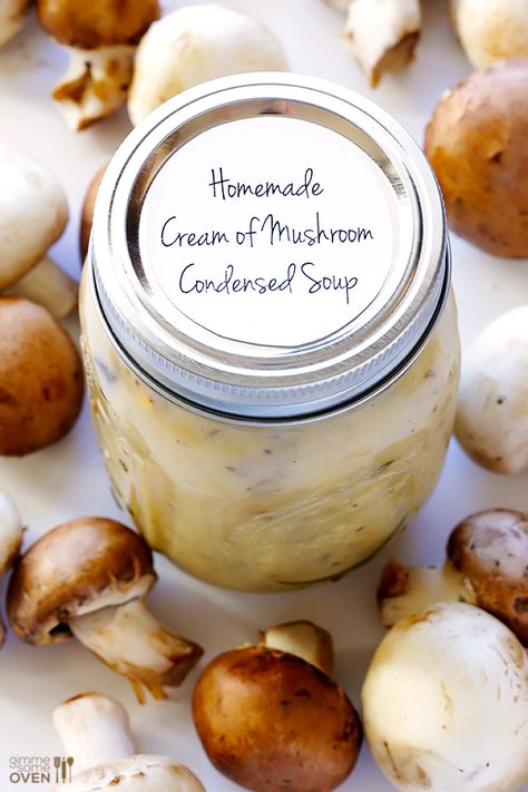 Homemade Cream Of Mushroom Soup, Homemade Cream Of Mushroom, Condensed Cream Of Mushroom Soup, Canning Recipe, Mushroom Soup Recipes, Cream Of Mushroom Soup, Gimme Some Oven, Cream Of Mushroom, Homestead Survival