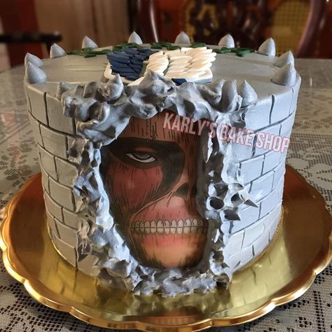 Attack On Titan Cake Ideas, Anime Bday Cake, Attack On Titan Cake, Anime Birthday Cake, Cake Anime, Shot Hair, Anime Cake, Tutorials Drawing, Dream Cake