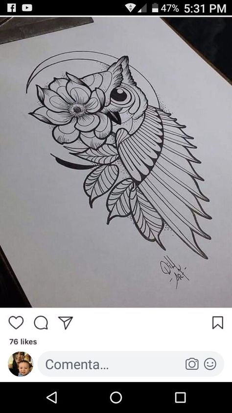 Owl Tattoo Color, Owl Drawing Sketches, Owl Mandala, Owl Tattoo Drawings, Kort Bob, Kunst Tattoos, Owl Tattoo Design, Inspiration Tattoos, Neck Tattoos