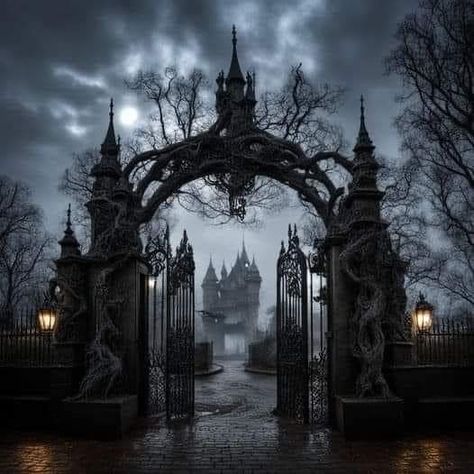 Black House Outside, Dark Animal Crossing, Shadow Castle, Raven Goddess, Gothic Manor, Vampire Castle, Witches Castle, Castle Gate, Goth Garden