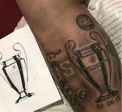 League Tattoo, Ynwa Tattoo, Champion Tattoo, Stay Strong Tattoo, Tato 3d, Puzzle Piece Tattoo, Strong Tattoos, Football Tattoo, Champions League Trophy