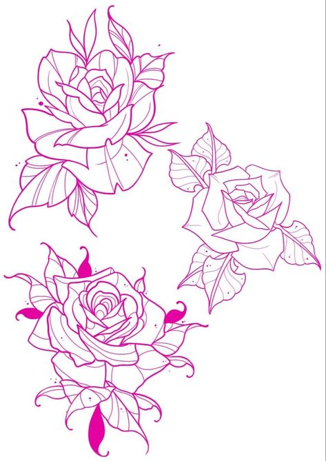 Neotrad Rose Tattoo Design, Neo Rose Tattoo, Trad Rose Tattoo Design, New School Rose Tattoo Design, Neo Traditional Rose Drawing, Trad Roses Tattoo, Neo Trad Rose Tattoo, Rose Flash Sheet, Neotraditional Flower Tattoo Designs