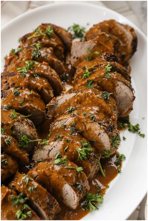 Savory Dijon Pork Tenderloin recipe Bacon Jam Pork Tenderloin, Perfect Pork Tenderloin Pioneer Woman, Delicious Pork Tenderloin Recipes, Best Stuffed Pork Tenderloin Recipe, Pork Loin For Christmas Dinner, Ina Garten Pork Tenderloin, Pork Tenderloin Recipes Thanksgiving, Thanksgiving Pork Recipes, Taste Of Home Pork Tenderloin Recipes