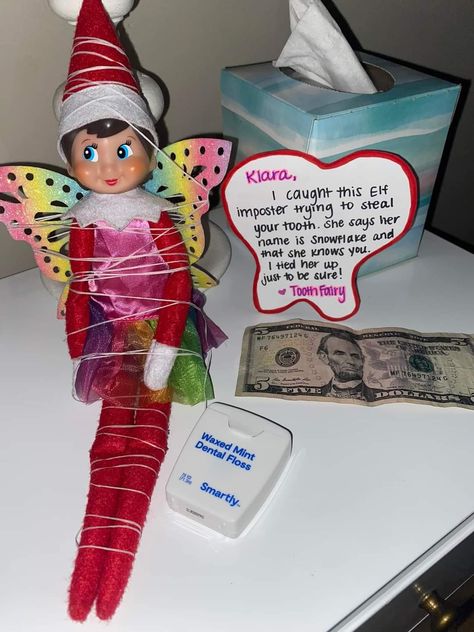 Tooth Fair And Elf On The Shelf, Elf On The Shelf Date Night, First Night Elf Ideas, Elf On The Shelf And Tooth Fairy Ideas, Elf On The Shelf Lost Tooth Ideas, Elf On The Shelf And Tooth Fairy, Tooth Fairy And Elf On The Shelf, Tooth Fairy Elf On The Shelf, Elf Tooth Fairy Ideas