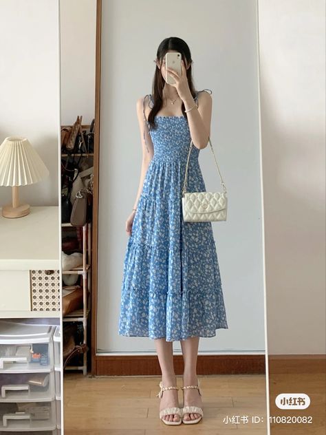 Summer Korean Dress, Skirt Outfits Indian, Outfits Aesthetic Skirt, Skirt Outfits Black Women, Korean Long Dress, Skirt Outfits Hijab, Aesthetic Korean Fashion, Softgirl Outfits, Skirt Outfits Korean