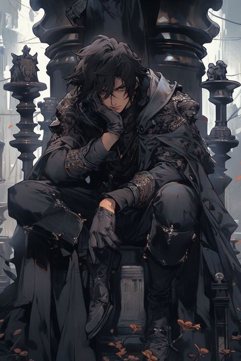 Chess Anime Art, Character Art Male Black Hair, Fantasy Person, Fantasy Male, Character Design Male, Fantasy Inspiration, Fashion Icon, Dnd Characters, Handsome Anime Guys