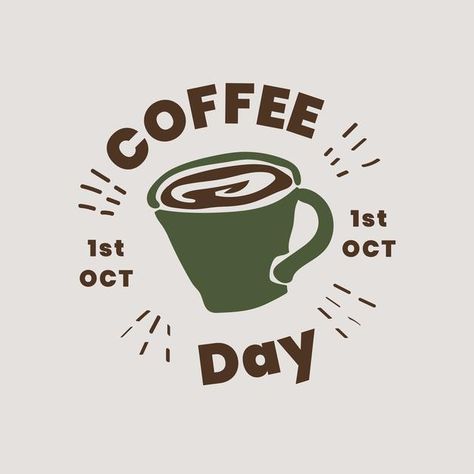 Coffee day logo design | Free Vector #Freepik #freevector #poster #coffee #world #celebration Coffee Graphic Design, Day Logo Design, Coffee Logo Design, Mug Logo, Coffee Shop Logo Design, Yellow Business Card, Day Logo, Cup Logo, Design Café