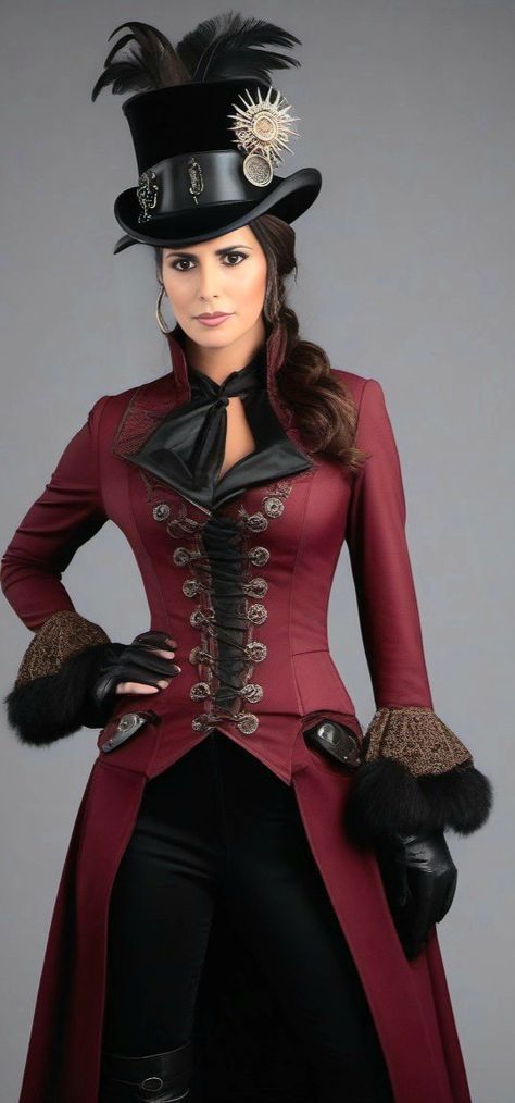 Red Steampunk Outfit, Victorian Steampunk Fashion, Steampunk Fashion Women, Steampunk Outfits, Steampunk Couture, Christmas Outfit Ideas, Trendy Christmas Outfits, Dark Pictures, Victorian Steampunk