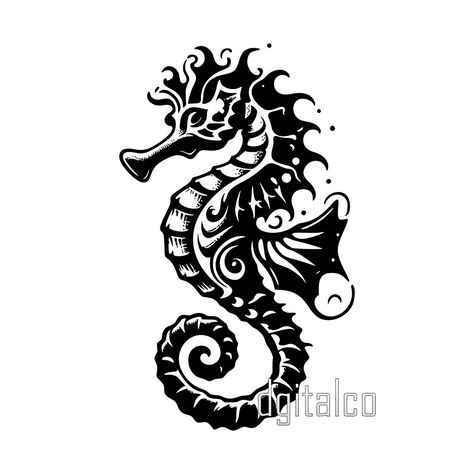 Seahorse Symbolism, Vector Tattoo Design, Seahorse Tattoos, Celtic Zodiac, Vector Tattoo, Seahorse Tattoo, Tattoo Vector, Horse Tattoo, Seahorses